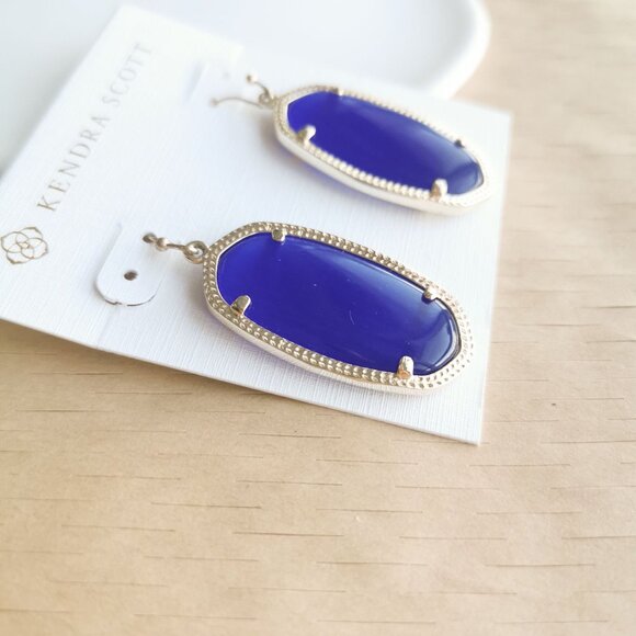 Kendra Scott Earrings | Elle | Gold Cobalt Cat's Eye - Picture 2 of 3